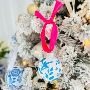 Blue White Floral Ornament